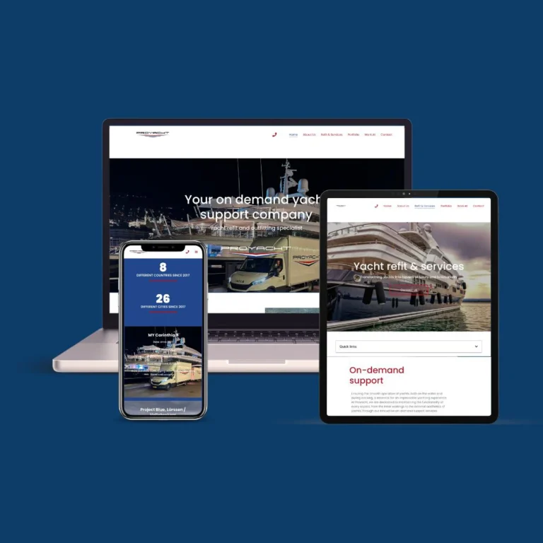Website van Proyacht, gemaakt door Luna Webdesigner